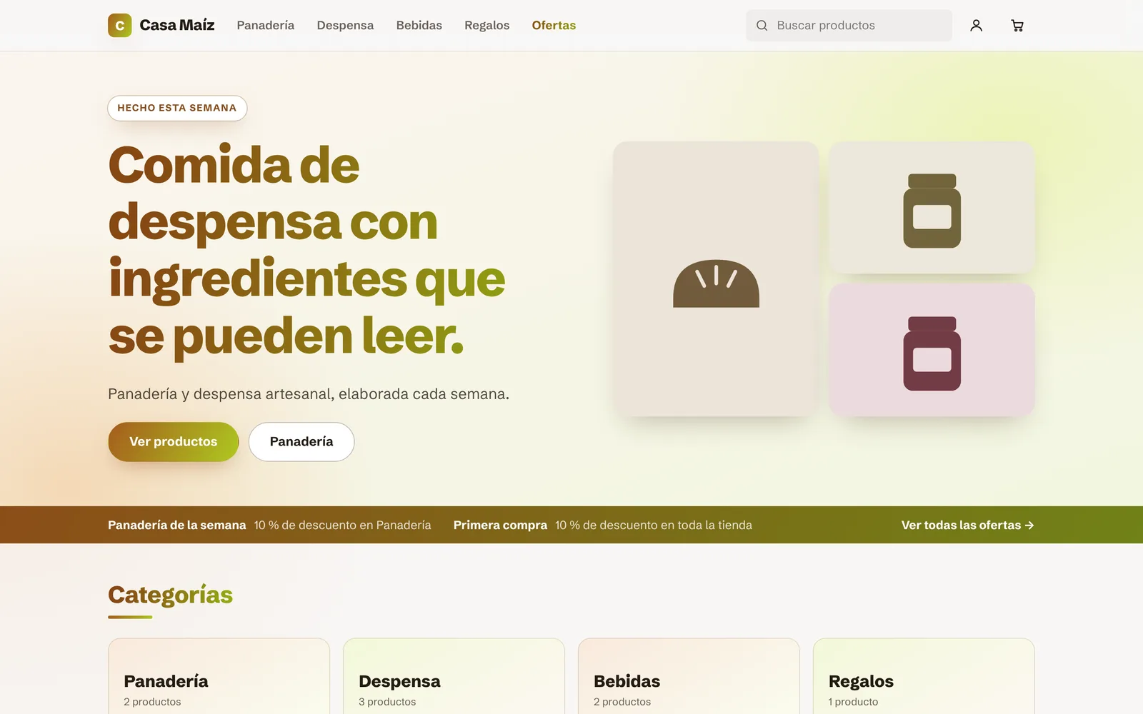 Portada de Casa Maíz, tienda de alimentos