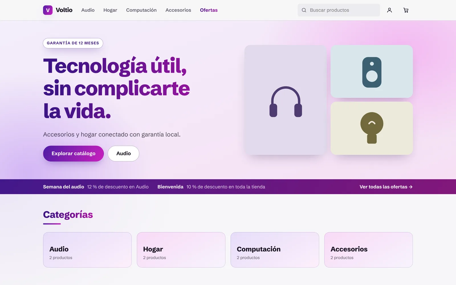 Portada de Voltio, tienda de electrónica